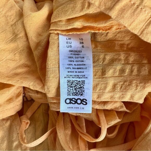 ASOS Yellow Seersucker Puff Sleeve Lace Up Back Romper - Picture 13 of 13